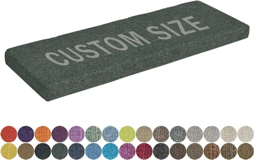 Vista 17 de Cojín de banco de tamaño personalizado, 30 colores, cojín de asiento de ventana panorámica, espuma gruesa de tapicería de 1.18 pulgadas, 1.97