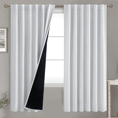Vista 11 de BGment Cortinas 100% opacas beige de 63 pulgadas de largo con forro aislante térmico, bolsillo para varilla y lengüeta trasera de doble capa