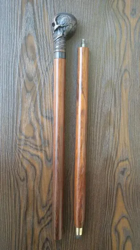 Vista 4 de Poste de metal para senderismo, mango de cráneo, bastón plegable retráctil de viaje