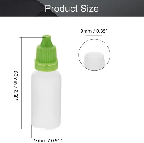 Vista 2 de Othmro 20 botellas de plástico de polietileno de 0.5 onzas, botellas de gotero de ojos de laboratorio de 0.5 fl oz, botella de gota líquida