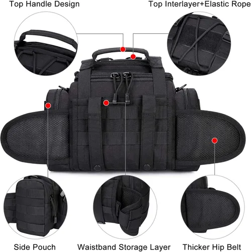 Vista 2 de G4Free Riñonera de cintura 2 en 1, bolsa táctica de aparejos de pesca Negro