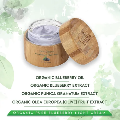 Vista 3 de Shira Shir Organic Blueberry Night Cream para pieles nutritivas, sin arrugas, radiante. Crema facial hidratante con fórmula antienvejecimiento que