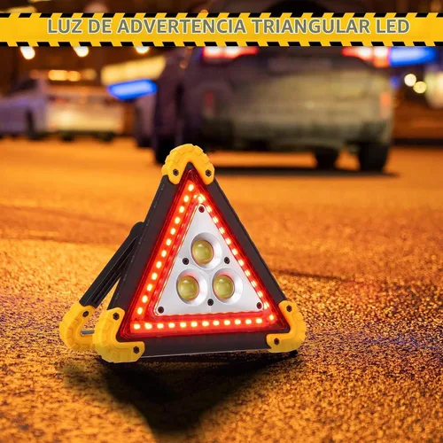 Vista 5 de Huquary - Paquete de 3 triángulos LED de emergencia, advertencia Seguridad en carretera para automóvil, camión, RV, 4 modos de iluminación