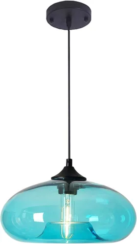 Vista 13 de Iluminación colgante de cristal industrial vintage de 11 pulgadas, 1 luz de granja, loft bar, lámpara colgante de techo, isla de cocina, comedor