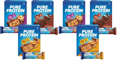 Vista 6 de Pure Protein - Paquete surtido de 18 unidades - Brownie galáctico, cono de helado, mantequilla de maní con chocolate 0.11 oz de azúcar, 190