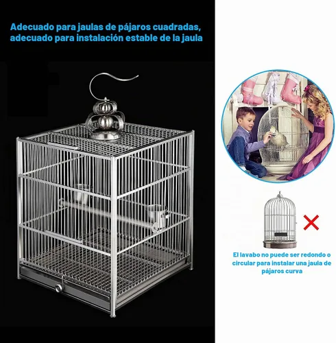 Vista 6 de Comedero para pájaros sin desorden para jaula – Comedero automático para pájaros, contenedor de comida transparente, acrílico sin derrames, jaula
