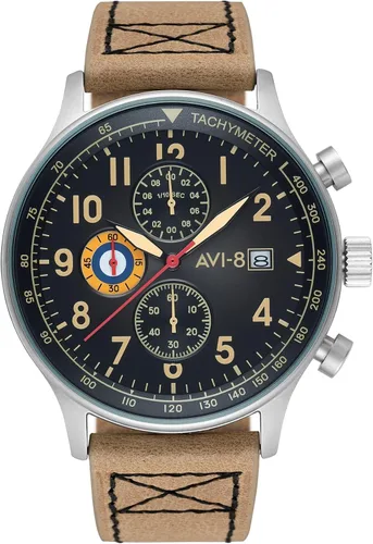 Vista 19 de Reloj analógico AV-4011 Hawker Hurricane, con mecanismo de cuarzo japonés, con correa de piel, de AVI-8