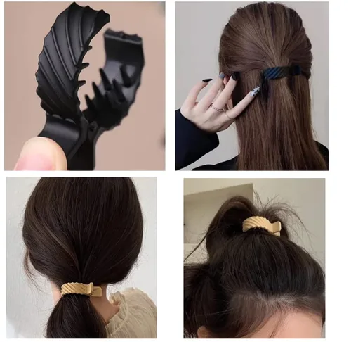 Vista 3 de 2 pinzas para el pelo de cola de caballo alta, con hebilla de cola de caballo mate, pinzas para el cabello redondas, dentadas pequeñas, mate