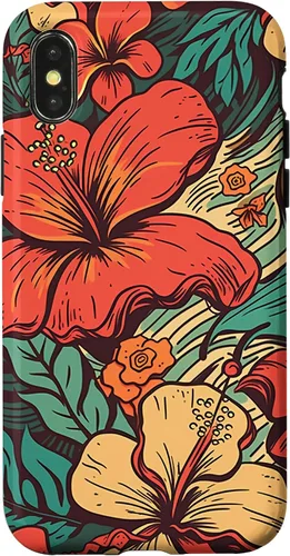 Vista 5 de iPhone 16 Vintage Hawaii Hibiscus Pattern Retro Tropical Hawaiian Case