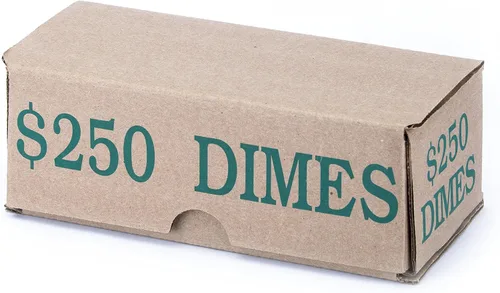 Vista 3 de Caja de almacenamiento Dime verde con capacidad para 50 rollos de monedas envueltos, 10 cajas