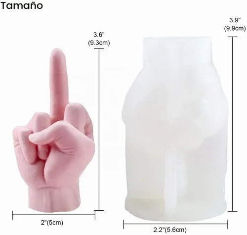 Vista 2 de Molde de silicona en forma de mano 3D para hacer velas, molde de vela de gestos, molde de fundición de resina en forma de dedo medio para hacer 1pc