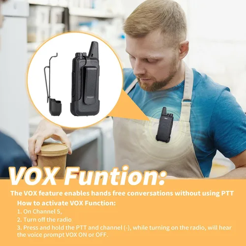 Vista 7 de TID RADIO TD-M8s Walkie Talkies para adultos, radio bidireccional de largo alcance, radios FRS VOX sin licencia, walkie talkies recargables de 2