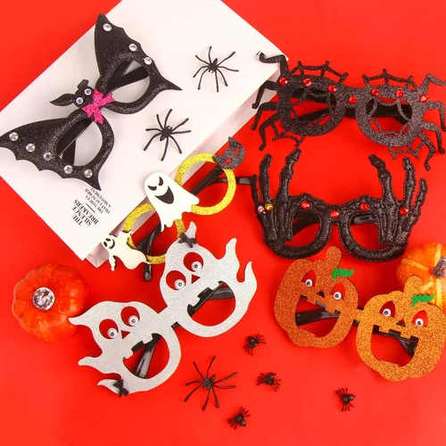Vista 4 de CCINEE 6 marcos de gafas de Halloween, fantasma, calabaza, murciélago, disfraces, gafas para niños, suministros de fiesta de Halloween