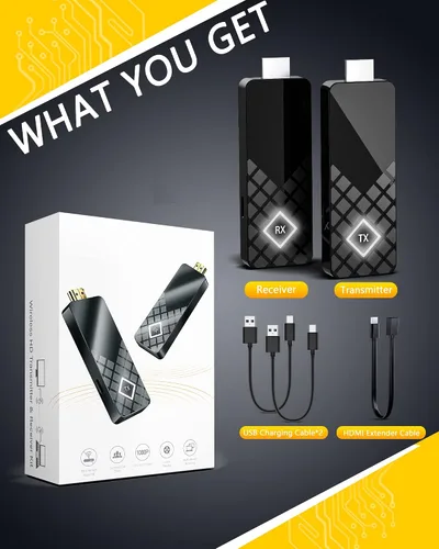 Vista 7 de MpioLife Transmisor y receptor inalámbrico HDMI, entrada 4K y 1080P a 60Hz, adaptador de pantalla inalámbrico con rango de 165 pies, extensor HDMI