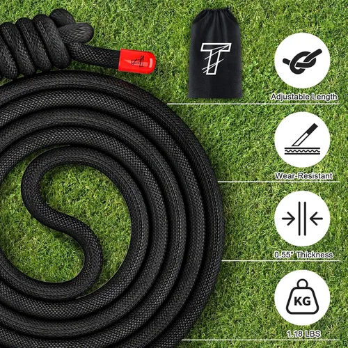 Vista 4 de Flow Rope Exercise Jump Rope For Fitness, Working Out, Flow with 9 Ft Adjustable Double Woven Workout Rope For Men, Women, Beginners' Training