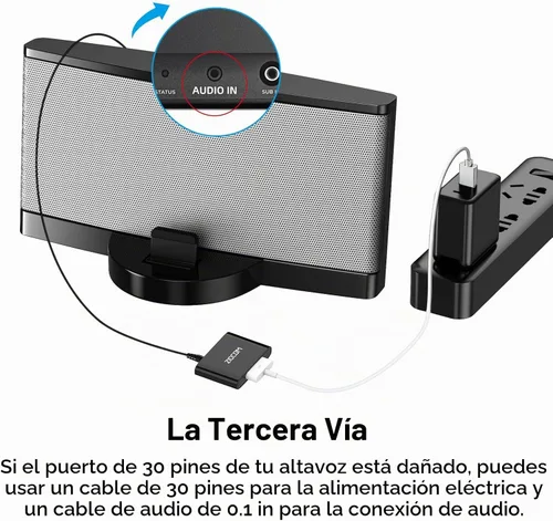 Vista 3 de Adaptador receptor Bluetooth de 30 pines para Bose iPod iPhone SoundDock y otras bases de altavoz de 30 pines con cable Aux de 3.5mm