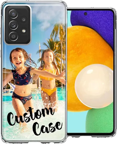 Vista 4 de MUNDAZE Funda de plástico personalizada para Samsung Galaxy A52 5G y 4G - Añade tu propia imagen