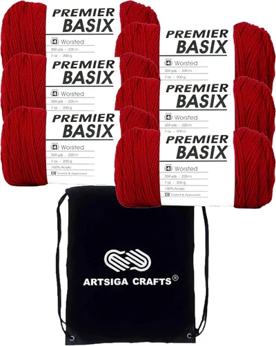 Vista 8 de Premier Yarns Basix White 1115-01 (3 madejas, el mismo lote de tinte) hilo acrílico mediano #4 para ganchillo y tejer con bolsa de proyectos 3