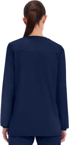 Vista 3 de Cherokee WW340 - Chaqueta de uniforme médico para mujer, con cierre frontal, 3 bolsillos, resistente a la decoloración, elástica en 2 direcciones