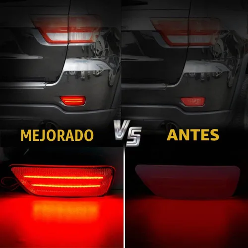 Vista 3 de Reflectores de parachoques trasero Lente roja clara LED para Jeep Grand Cherokee 2011-2021 rojo (Red Lens)