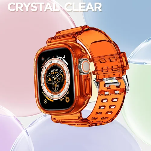 Vista 263 de DABAOZA - Correa transparente compatible con Apple Watch con estuche protector, correa deportiva de TPU con brillo para mujeres y hombres