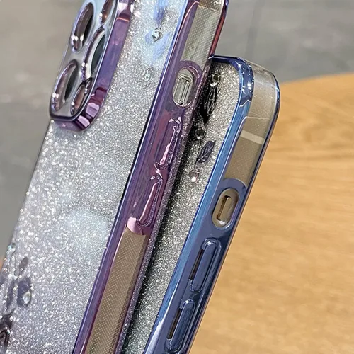 Vista 6 de Funda de teléfono con purpurina degradado para Xiaomi Mi 13 12 X S Ultra Pro de silicona suave brillante, protección precisa de lente con agujero