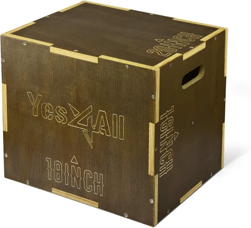 Vista 9 de Yes4All Plyo Box, 3-in-1 Wooden Box Jump for Home Gym, Lunges, Squats, Dips