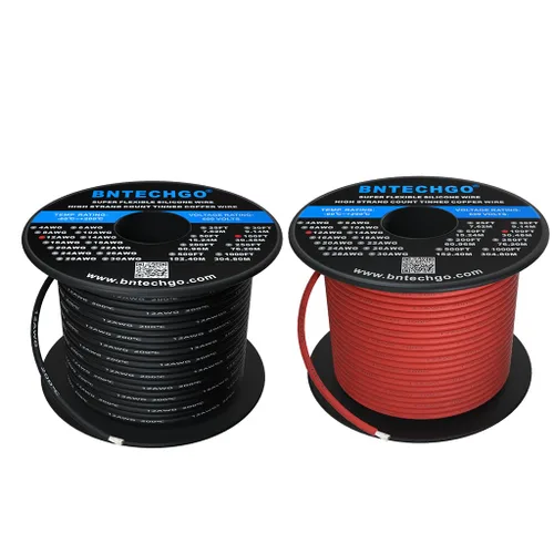 Vista 24 de BNTECHGO Carrete de alambre de silicona calibre 12, 50 pies, color marrón, flexible, 12 AWG, alambre de cobre estañado trenzado