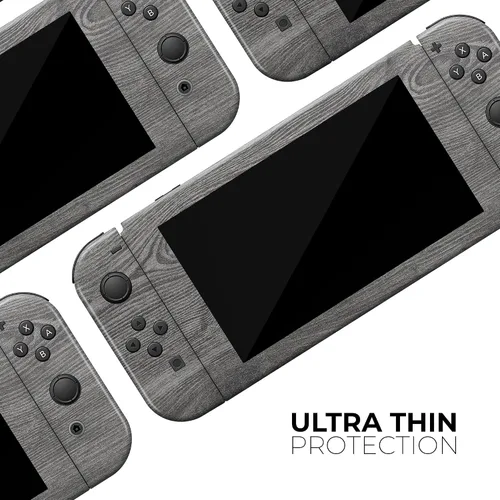 Vista 5 de Compatible solo con Nintendo Switch OLED Dock - Calcomanía protectora de vinilo extraíble resistente a los arañazos - Madera gris lisa V2
