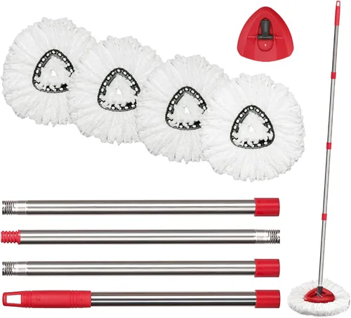 Vista 10 de EasyWring - Juego de 4 cabezales de repuesto para trapeador giratorio, microfibra, compatible con trapeador giratorio triangular, limpieza