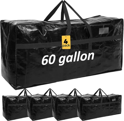 Vista 50 de 4 Piezas Bolsas de Mudanza Grandes con Cremallera y Asas Bolsas de Lona Tipo Duffle Plegables de Almacenamiento Extra Resistentes Extra Grandes