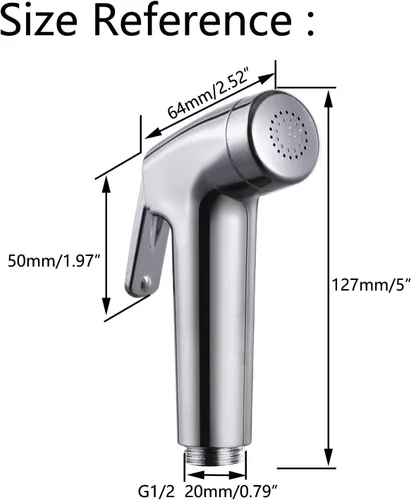 Vista 6 de LikeHome Pulverizador de bidé para paño de inodoro pulverizador de pañal Shattaf de mano Bidé Enjuague Spray Cromo (solo pulverizador)