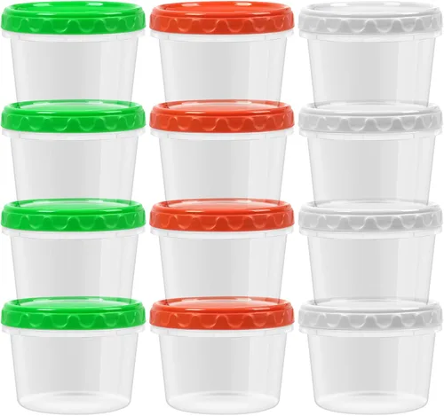 Vista 10 de EONJOE Contenedores herméticos de plástico para almacenamiento de alimentos con tapas de 4 onzas, 6