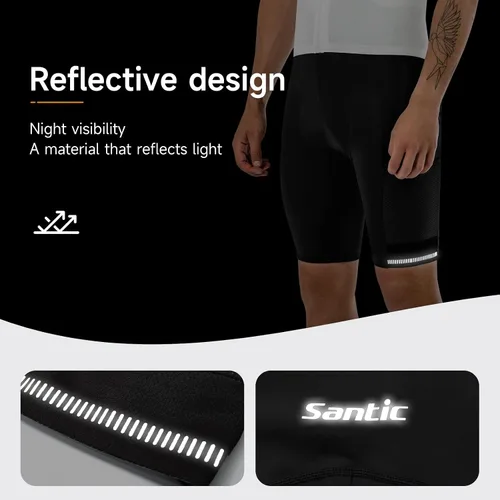 Vista 5 de Santic Pantalones cortos de ciclismo para hombre, acolchado 4D, transpirable, para ciclismo de carretera, ciclismo, ciclismo, ciclismo, gel de viaje