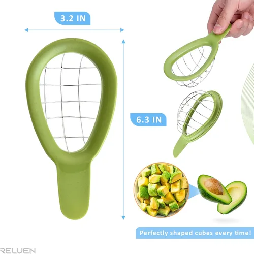 Vista 2 de Herramienta para cortar aguacate – Cuber de aguacate de 3.2 x 6.3 pulgadas con mango ergonómico, fácil de usar y limpiar, plástico de grado