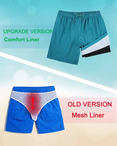 Vista 6 de Surenow Traje de baño para hombre, de secado rápido, con forro de malla, divertido traje de baño de playa