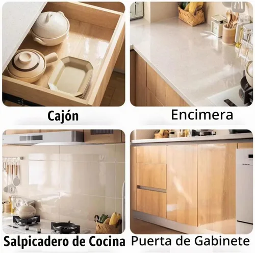 Vista 4 de Papel tapiz transparente para despegar y pegar, protector autoadhesivo de azulejos de pared para cocina, papel contact a prueba de aceite e