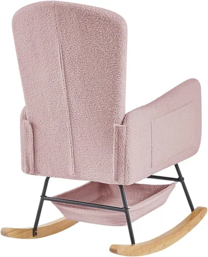 Vista 5 de oaaktu Mecedora para guardería, mecedora tapizada con respaldo alto para salas de estar, dormitorios, oficinas (22 rosa)