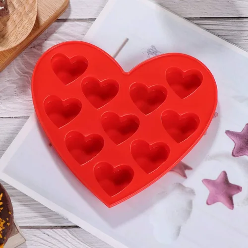 Vista 5 de Molde de silicona para tartas, molde para hacer dulces, molde de chocolate en forma de corazón, bandeja para cubitos de hielo, molde para hornear