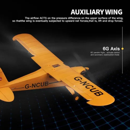 Vista 4 de Avión RC de control remoto de 5 canales J3-CUB de Park10 Toys para adultos con motor sin escobillas 1406 al aire libre, avión de ala fija de 3D6G