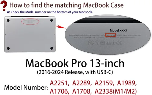Vista 2 de UESWILL Compatible con MacBook Pro de 13 pulgadas M1 M2 2016-2024 versión A2338 A2289 A2251 A2159 A1989 A1706 A1708, con Touch Bar USB-C, funda