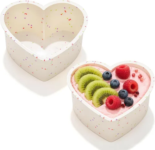 Vista 18 de Moldes de silicona en forma de corazón mini de 1 pulgada para chocolate, caramelo, gomitas, jabón (juego de 2, crema)