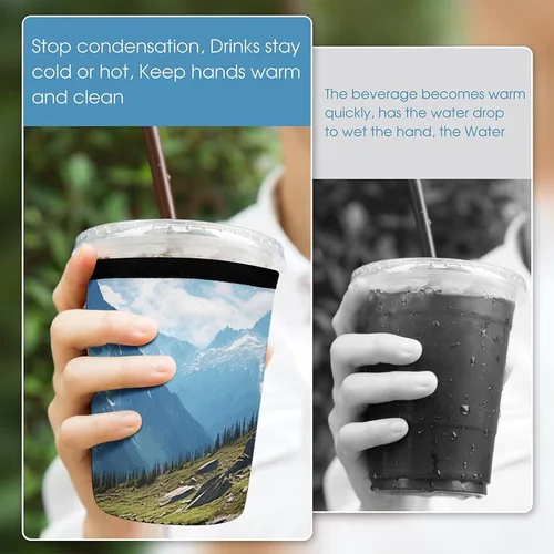 Vista 5 de Shih Tzu Dog Mountains Reusable Insulated Neoprene Iced Coffee Cup Sleeves 3 Sizes Diving Material Cup Durable Beverage Covers for Cold Coffee Tea