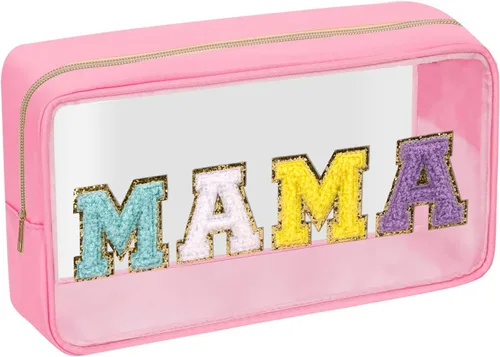 Vista 10 de Iqimott Bolsa de maquillaje transparente para bebé, bolsa de cosméticos personalizada de felpilla para viajes, de nailon, impermeable, artículos