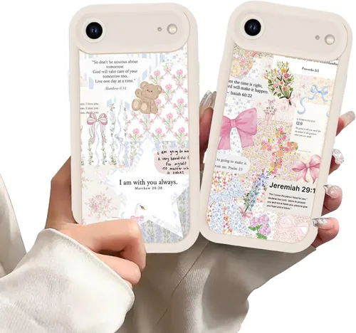 Vista 70 de Paquete de 2 fundas protectoras para iPhone 8 Plus/7 Plus de 5.5 pulgadas con collage de versículos bíblicos de Jesús para mujeres y niñas, diseño