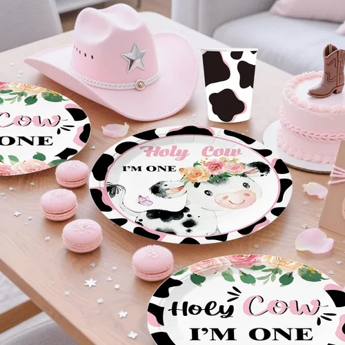 Vista 4 de cocomigo Juego de 232 decoraciones de cumpleaños con diseño de vaca sagrada