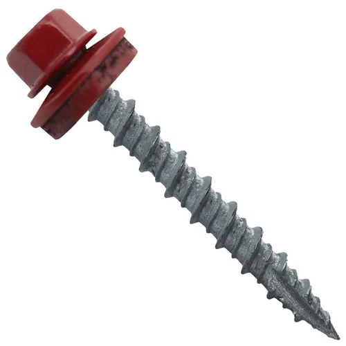 Vista 55 de 10 tornillos para techos de metal gris ABC de 1-1/2 pulgadas, cabezal de arandela hexagonal, arranque automático/roscado, arandela EPDM. 1 bolsa