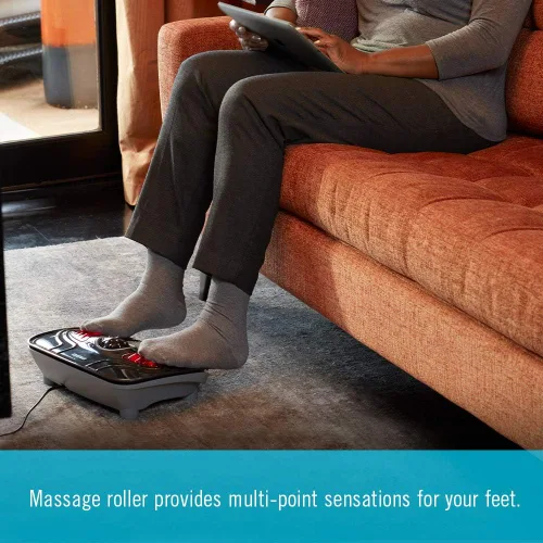 Vista 4 de HoMedics Masajeador de pies con vibración: máquina masajeadora de pies portátil con calefacción, calor calmante con sensaciones multipunto y control