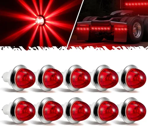 Vista 8 de Partsam 10Pcs Mini Amber Watermelon Lights, 3/4 Inch 6 LED Super Bright Side Marker Clearance Tail Griller Lights for 12V Trailer Truck RV Waterproof