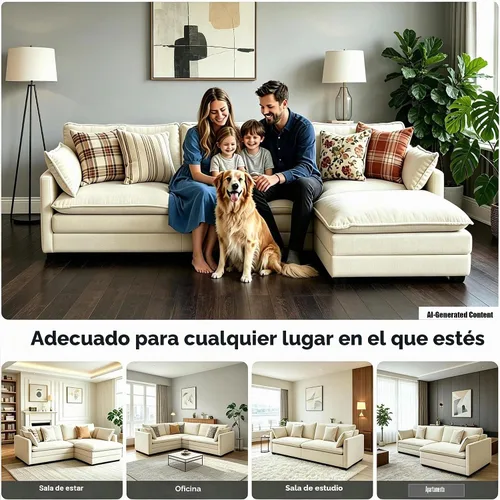 Vista 7 de Camillas modulares pequeñas de nube seccionales de 76.7 pulgadas para espacios pequeños, beige Sofá en forma de L, cómodo sofá biplaza, 3 asientos